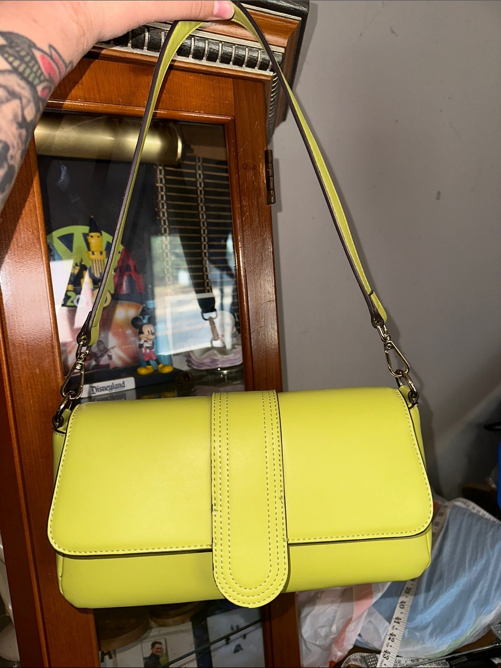 Worthington Lime Green Shoulder Bag - Structured Leatherette Purse